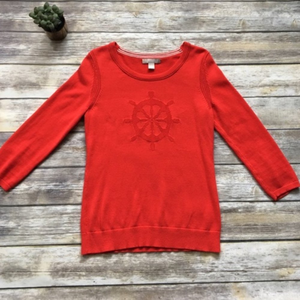 Banana Republic Red Nautical Wheel Knit Sweater